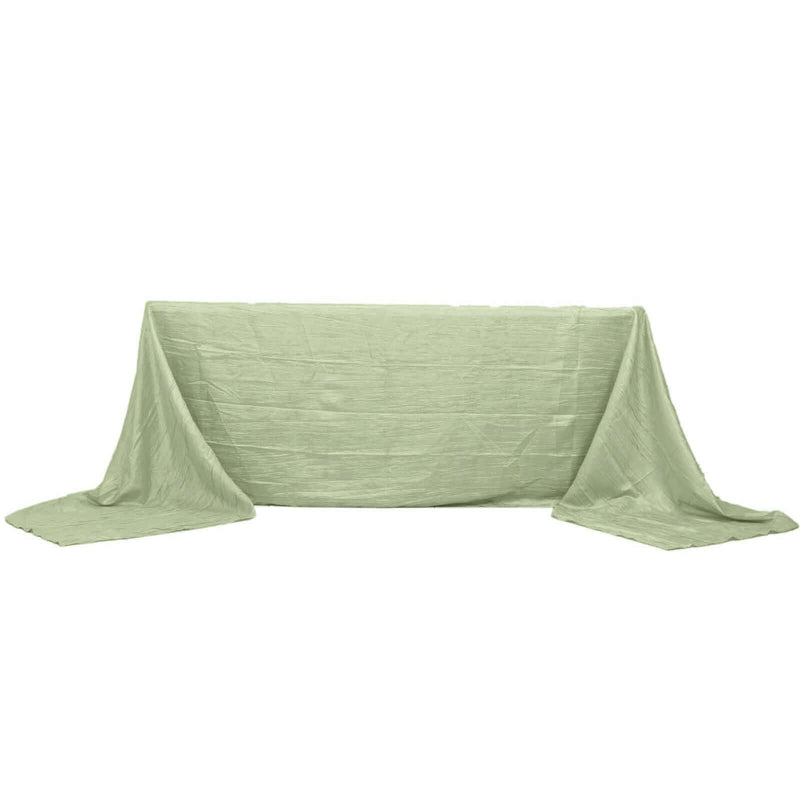 90" x 156" Accordion Metallic Crinkled Taffeta Rectangular Tablecloth TAB_ACRNK_90156_SAGE