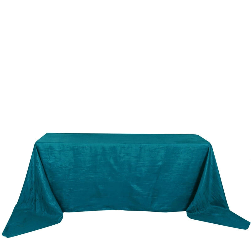 90" x 156" Accordion Metallic Crinkled Taffeta Rectangular Tablecloth TAB_ACRNK_90156_TEAL