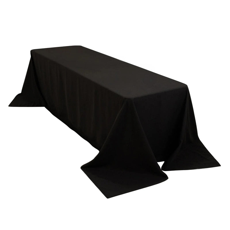 90" x 156" Cotton Blend Rectangular Tablecloth for Weddings and Events TAB_COT01_90156_BLK