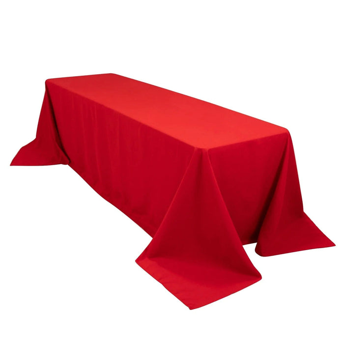 90" x 156" Cotton Blend Rectangular Tablecloth for Weddings and Events TAB_COT01_90156_RED