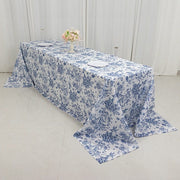 90" x 156" French Toile Pattern Polyester Rectangular Tablecloth - White
