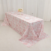 90" x 156" French Toile Pattern Polyester Rectangular Tablecloth - White