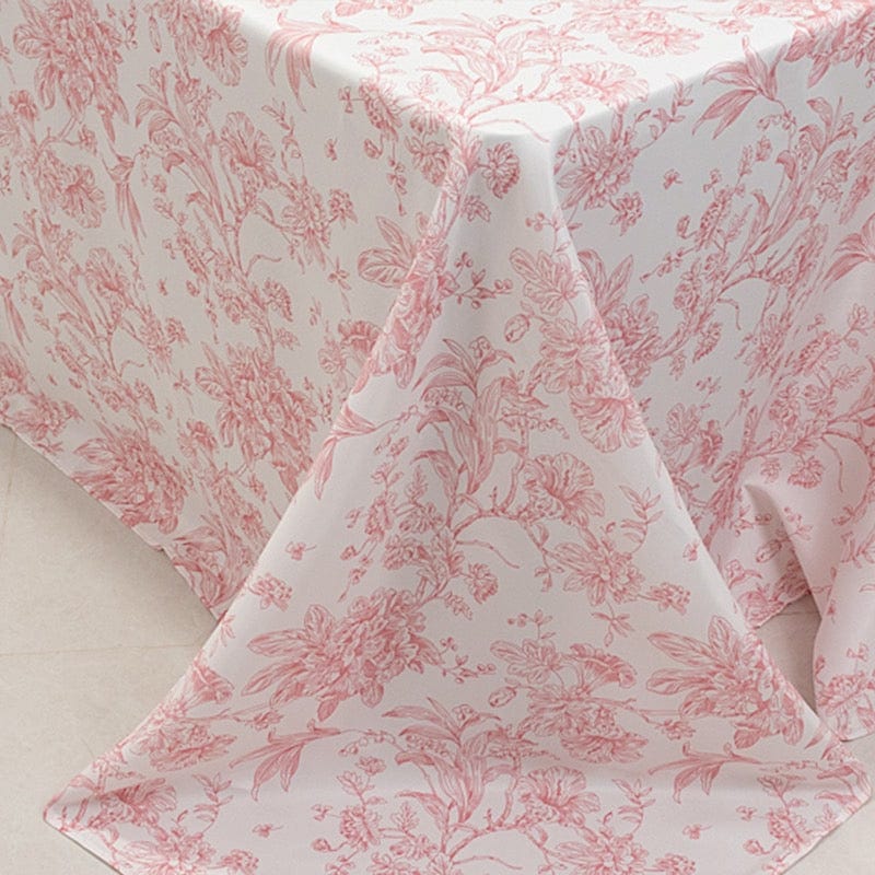 90" x 156" French Toile Pattern Polyester Rectangular Tablecloth - White