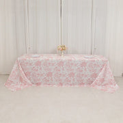90" x 156" French Toile Pattern Polyester Rectangular Tablecloth - White