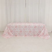 90" x 156" French Toile Pattern Polyester Rectangular Tablecloth - White