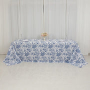 90" x 156" French Toile Pattern Polyester Rectangular Tablecloth - White