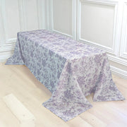 90" x 156" French Toile Pattern Polyester Rectangular Tablecloth - White