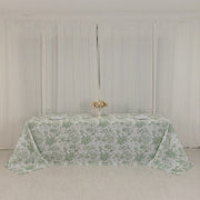 90" x 156" French Toile Pattern Polyester Rectangular Tablecloth - White