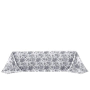 90" x 156" French Toile Pattern Polyester Rectangular Tablecloth - White TAB_PLY_FLORFT_90156_BLK