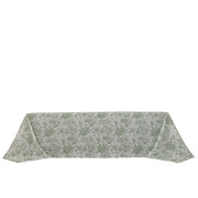 90" x 156" French Toile Pattern Polyester Rectangular Tablecloth - White TAB_PLY_FLORFT_90156_DSG