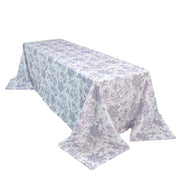 90" x 156" French Toile Pattern Polyester Rectangular Tablecloth - White TAB_PLY_FLORFT_90156_LAV