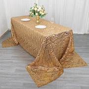 90" x 156" Mesh Rectangular Tablecloth with Wavy Embroidered Sequins