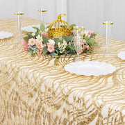 90" x 156" Mesh Rectangular Tablecloth with Wavy Embroidered Sequins