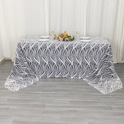90" x 156" Mesh Rectangular Tablecloth with Wavy Embroidered Sequins