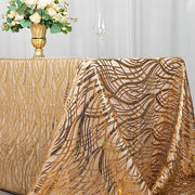 90" x 156" Mesh Rectangular Tablecloth with Wavy Embroidered Sequins
