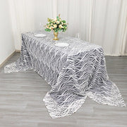 90" x 156" Mesh Rectangular Tablecloth with Wavy Embroidered Sequins