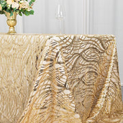 90" x 156" Mesh Rectangular Tablecloth with Wavy Embroidered Sequins