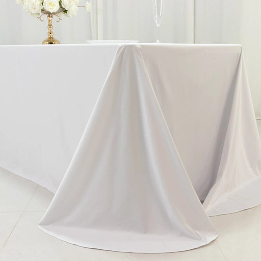 90" x 156" Scuba Polyester Rectangular Tablecloth with Round Corners