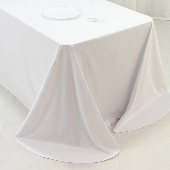 90" x 156" Scuba Polyester Rectangular Tablecloth with Round Corners