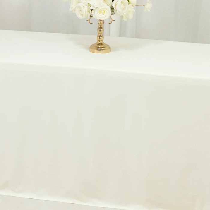 90" x 156" Scuba Polyester Rectangular Tablecloth with Round Corners