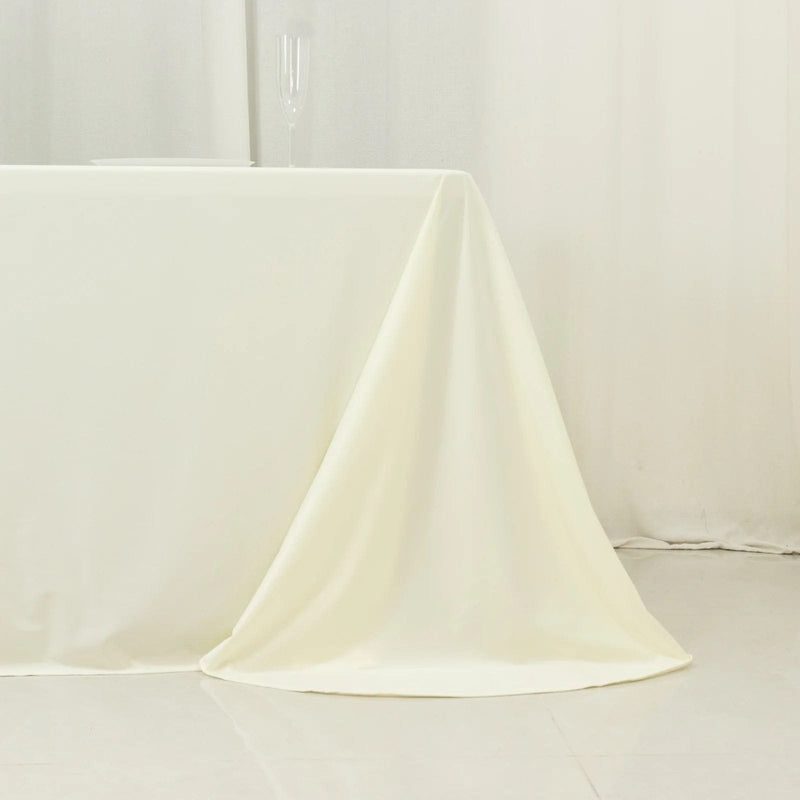 90" x 156" Scuba Polyester Rectangular Tablecloth with Round Corners