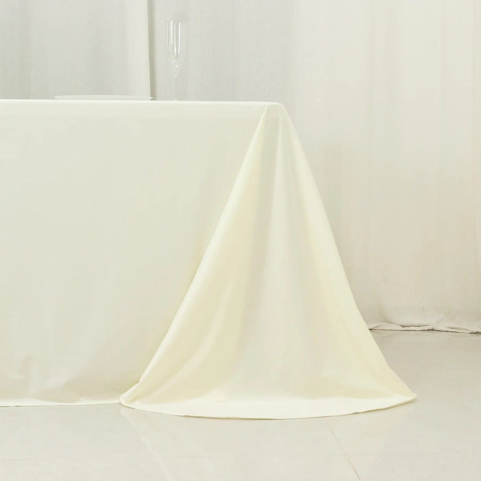 90" x 156" Scuba Polyester Rectangular Tablecloth with Round Corners