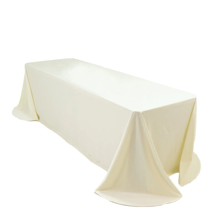 90" x 156" Scuba Polyester Rectangular Tablecloth with Round Corners