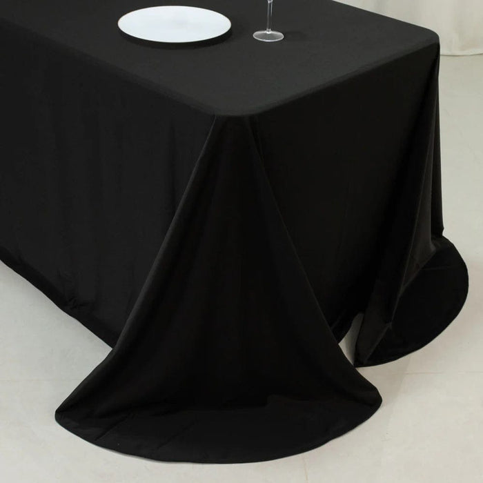 90" x 156" Scuba Polyester Rectangular Tablecloth with Round Corners