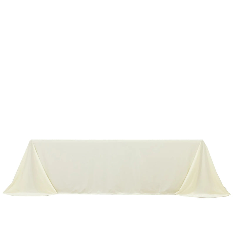 90" x 156" Scuba Polyester Rectangular Tablecloth with Round Corners TAB_SCUBA_90156RR_IVR