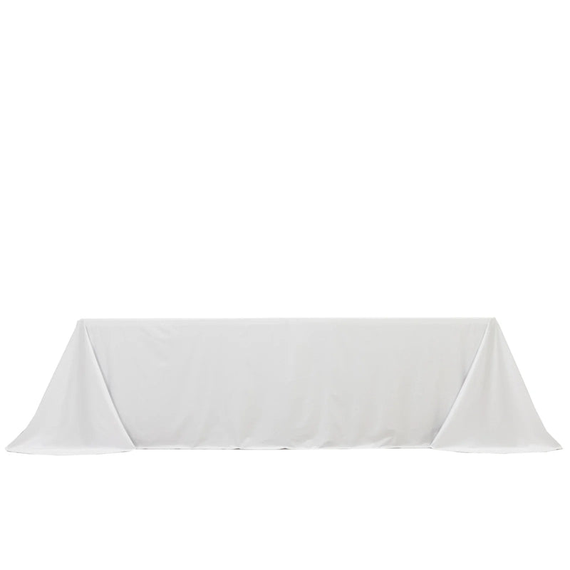 90" x 156" Scuba Polyester Rectangular Tablecloth with Round Corners TAB_SCUBA_90156RR_WHT
