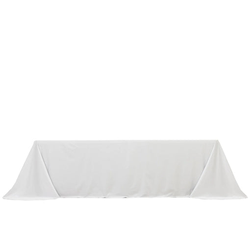 90" x 156" Scuba Polyester Rectangular Tablecloth with Round Corners TAB_SCUBA_90156RR_WHT