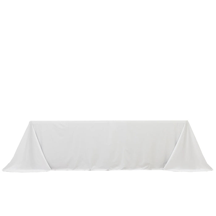 90" x 156" Scuba Polyester Rectangular Tablecloth with Round Corners TAB_SCUBA_90156RR_WHT