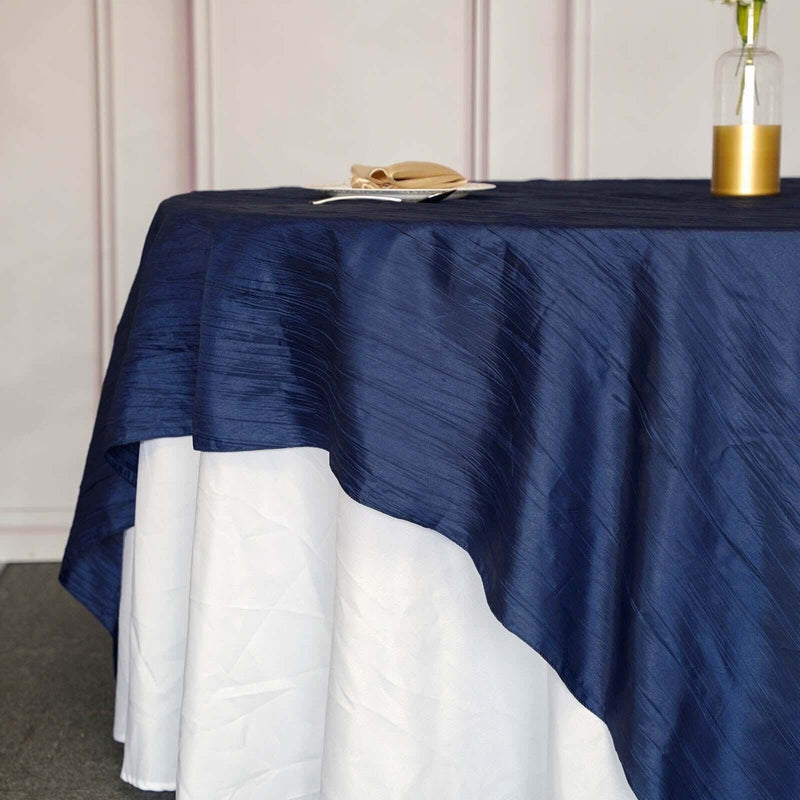 90" x 90" Metallic Crinkled Taffeta Table Overlay