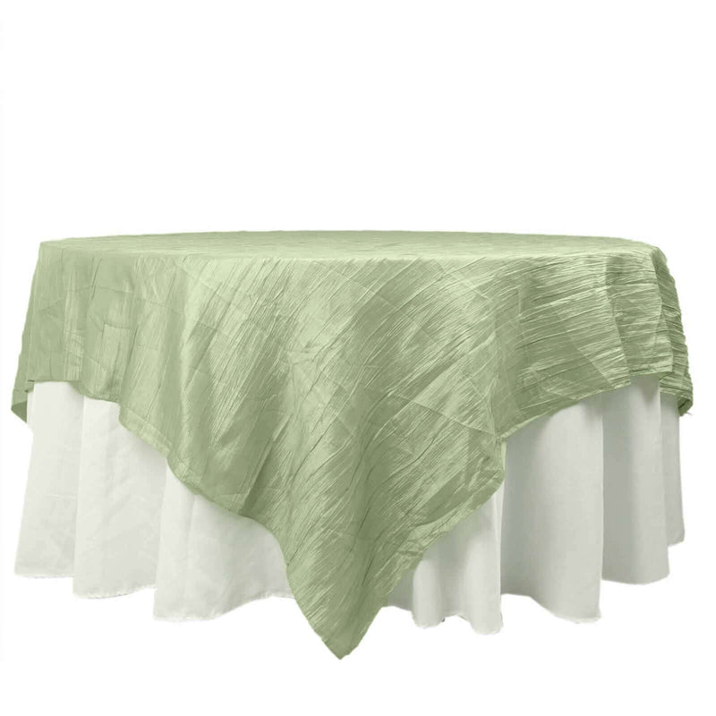 90" x 90" Metallic Crinkled Taffeta Table Overlay LAY90_ACRNK_SAGE