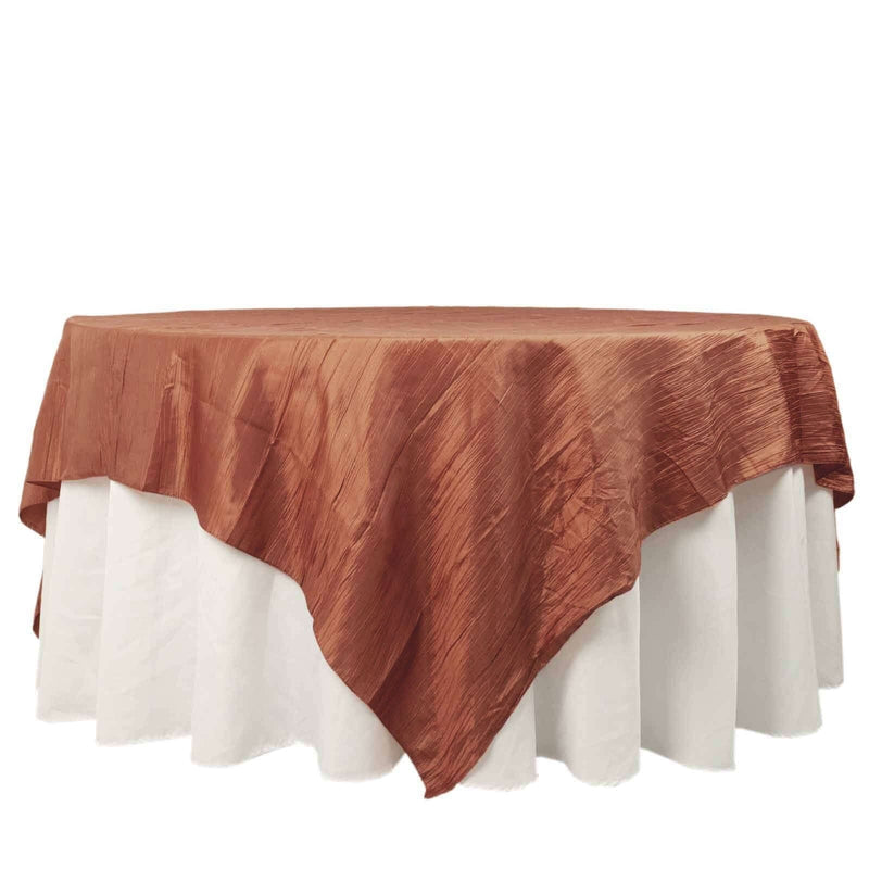 90" x 90" Metallic Crinkled Taffeta Table Overlay LAY90_ACRNK_TERC