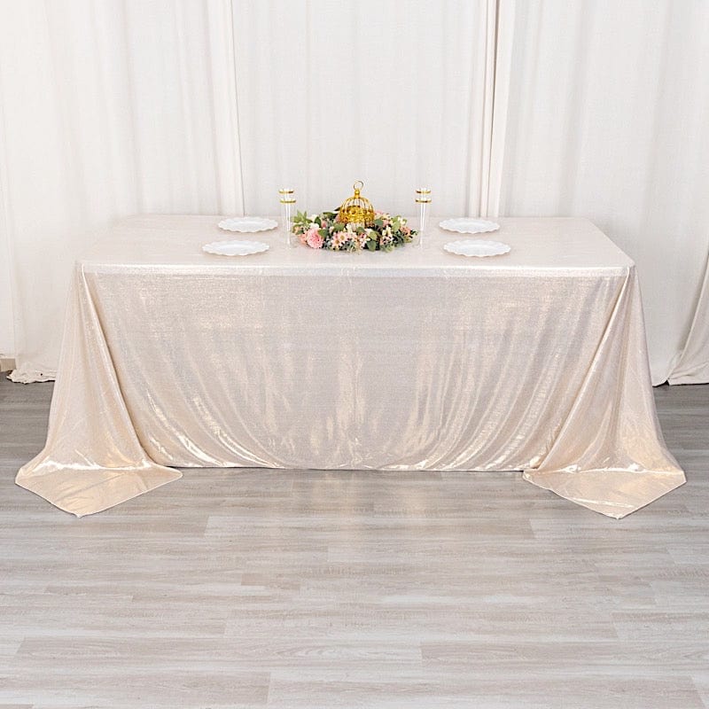 90"x132" Polyester Rectangular Tablecloth with Sequin Dots