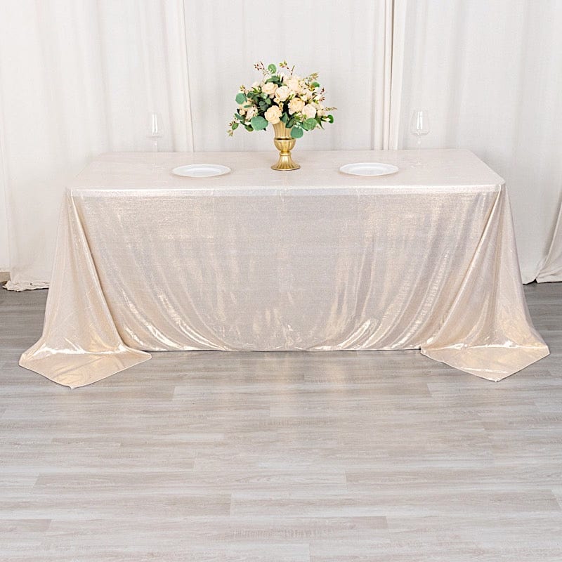 90"x132" Polyester Rectangular Tablecloth with Sequin Dots