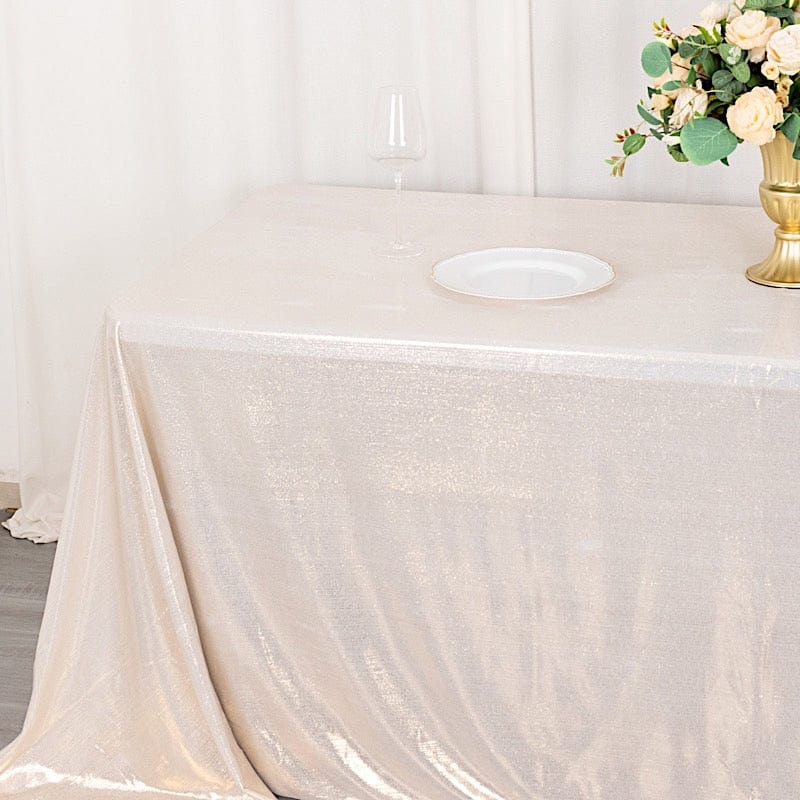 90"x132" Polyester Rectangular Tablecloth with Sequin Dots