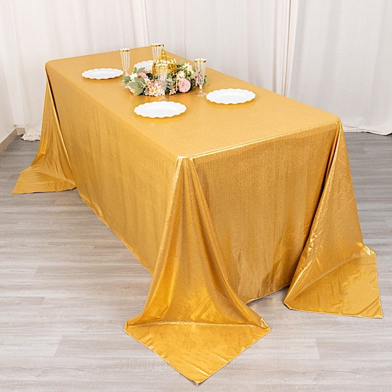 90"x132" Polyester Rectangular Tablecloth with Sequin Dots
