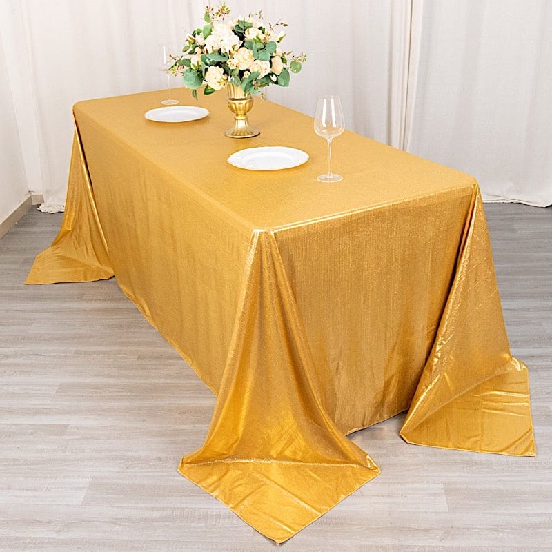 90"x132" Polyester Rectangular Tablecloth with Sequin Dots