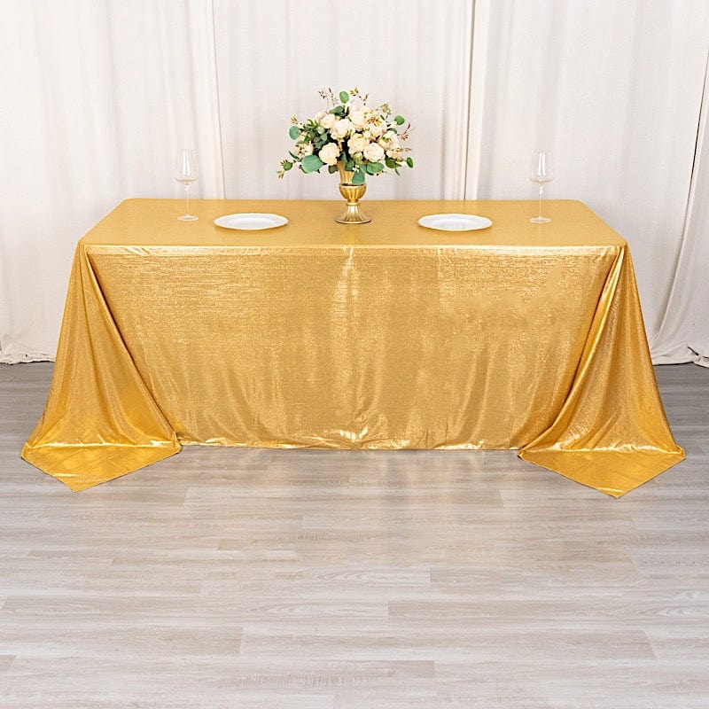 90"x132" Polyester Rectangular Tablecloth with Sequin Dots