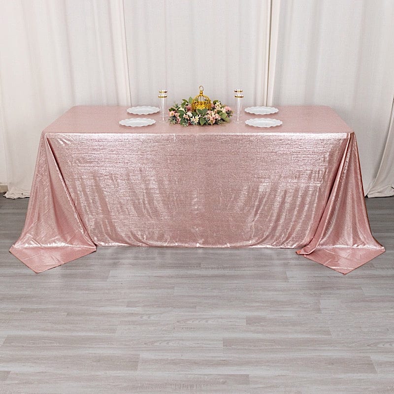 90"x132" Polyester Rectangular Tablecloth with Sequin Dots