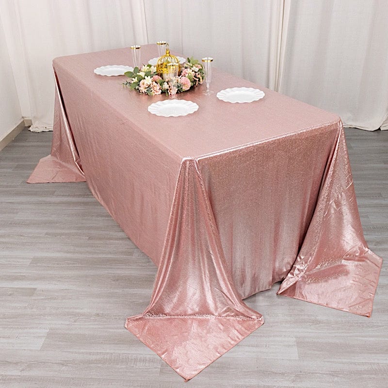 90"x132" Polyester Rectangular Tablecloth with Sequin Dots