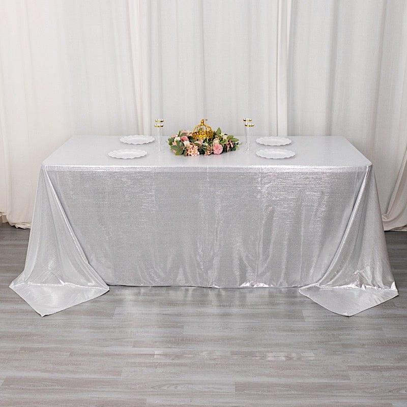 90"x132" Polyester Rectangular Tablecloth with Sequin Dots