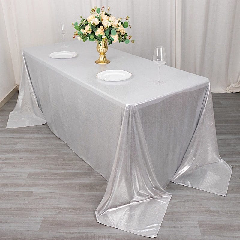 90"x132" Polyester Rectangular Tablecloth with Sequin Dots