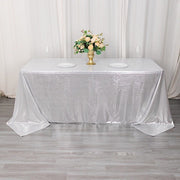 90"x132" Polyester Rectangular Tablecloth with Sequin Dots