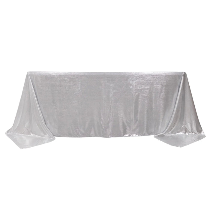 90"x132" Polyester Rectangular Tablecloth with Sequin Dots TAB_SHIM_90132_SILV