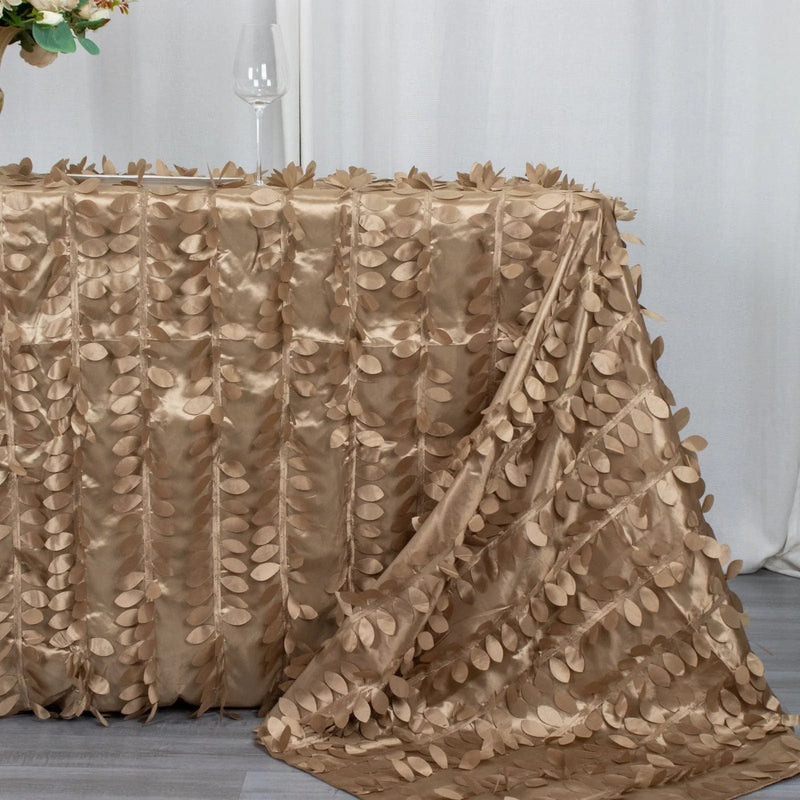 90"x132" Taffeta Rectangular Tablecloth with Leaf Petals Design