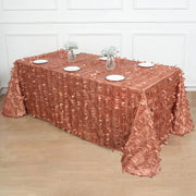 90"x132" Taffeta Rectangular Tablecloth with Leaf Petals Design
