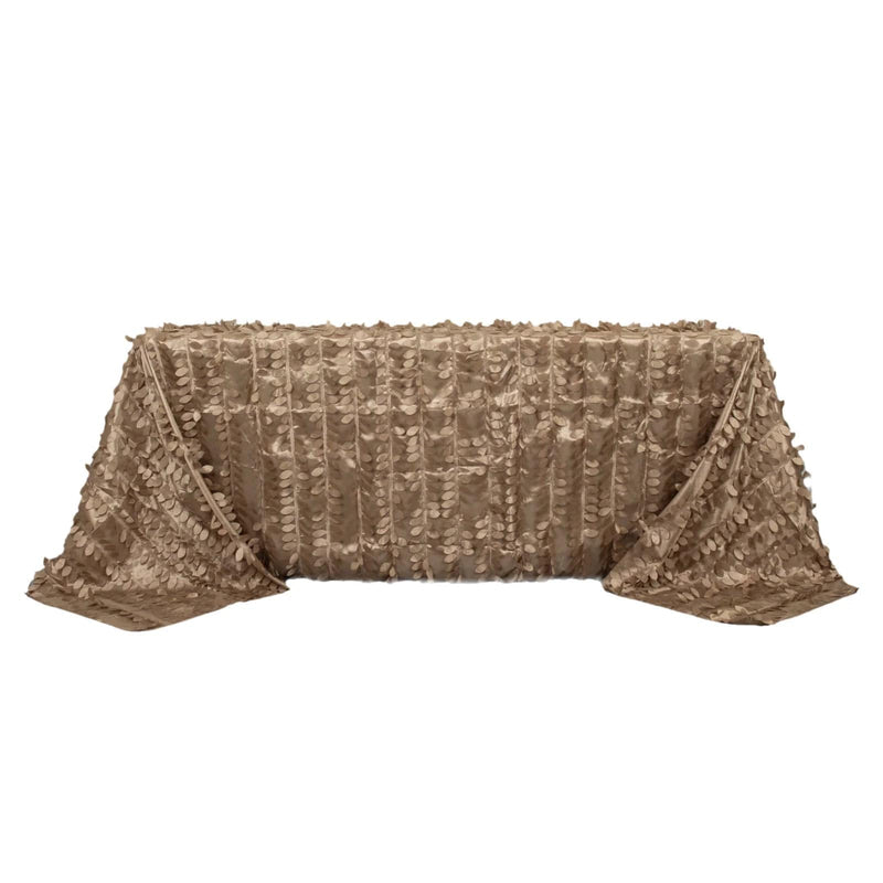 90"x132" Taffeta Rectangular Tablecloth with Leaf Petals Design TAB_LEAF_90132_TAUP